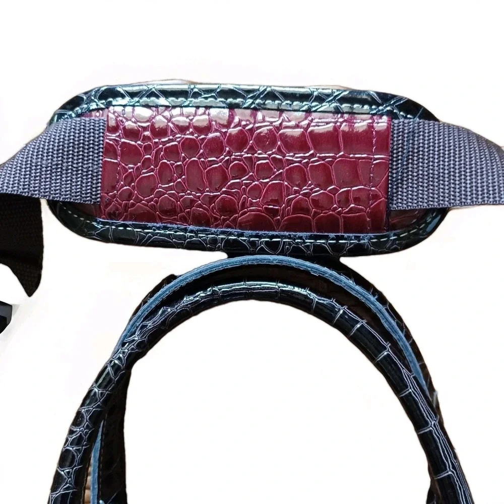 Samantha Brown Burgundy Black Croco Embossed Satchel Travel Bag Shoe Compartment